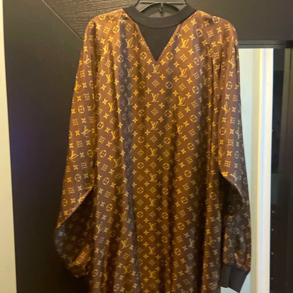 LV oversized silk dress original logo print